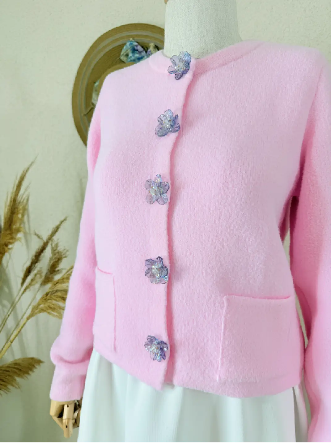 Pembe Çiçek Yumoş Hırka