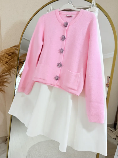 Pembe Çiçek Yumoş Hırka